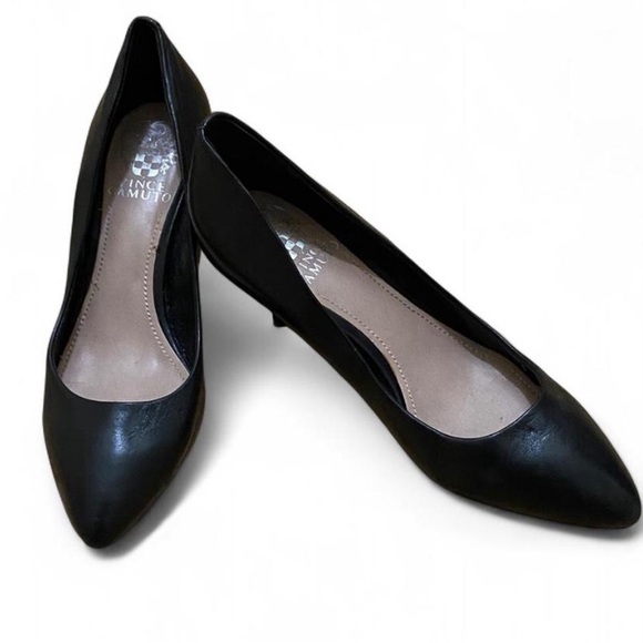 Vince Camuto Black Leather Pumps Kitten Heels in Womens Size 6 - Picture 1 of 4